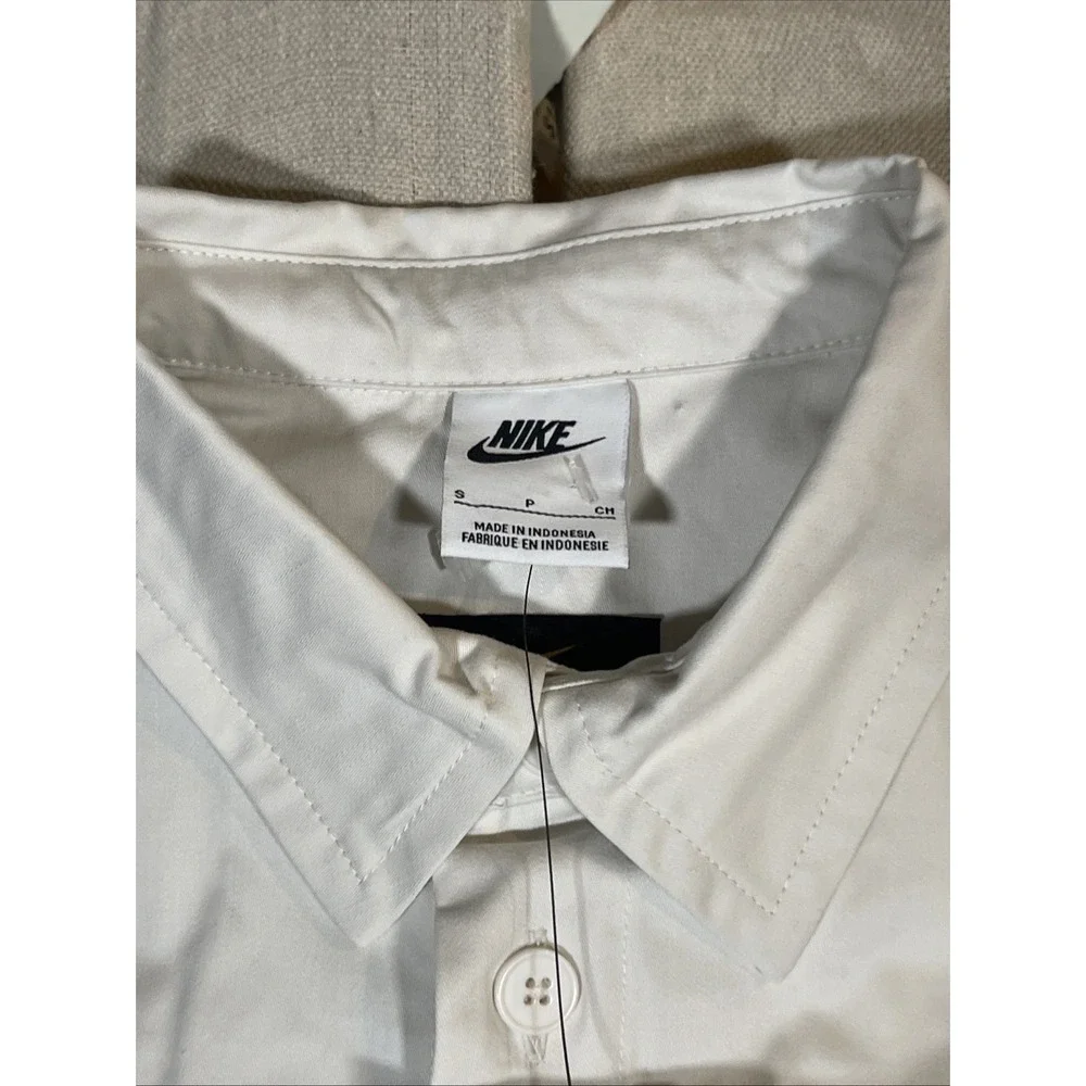 Nike Woven Military Short Sleeve Button Down Shirt Men Sz S White DX3340-030 NWT